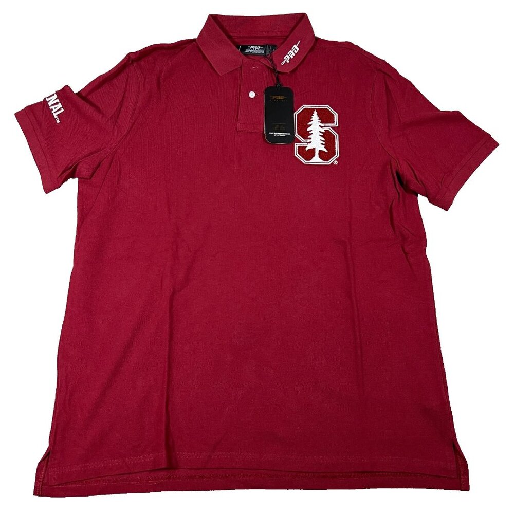 Pro Standard Mens Large Maroon Stanford Cardinal Short‎ Sleeve Polo Shirt NWT